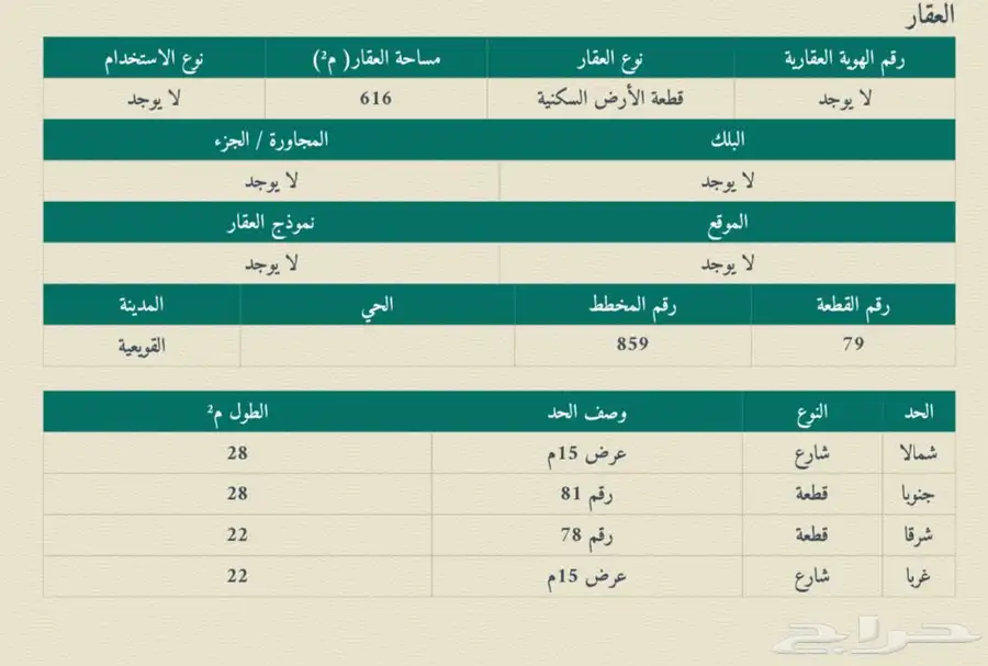 أرضين زوايا رأس بلك على 3 شوارع في القويعية مساحتها 1232 0