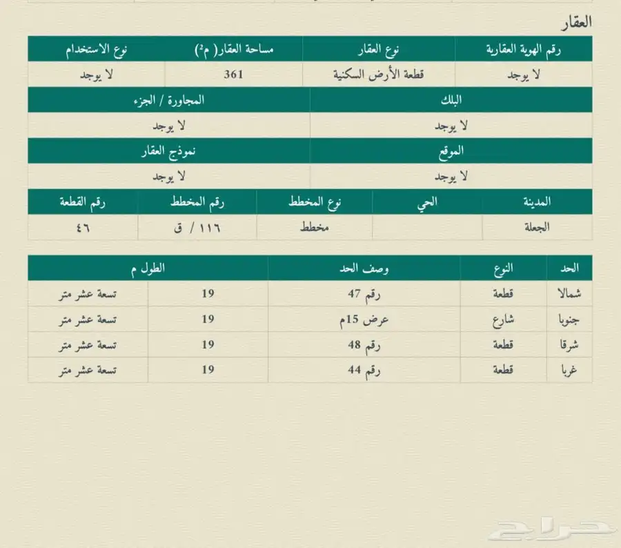 أرض سكنية في الجعلة بالأسياح - القصيم مساحة 361 سعر 39 1