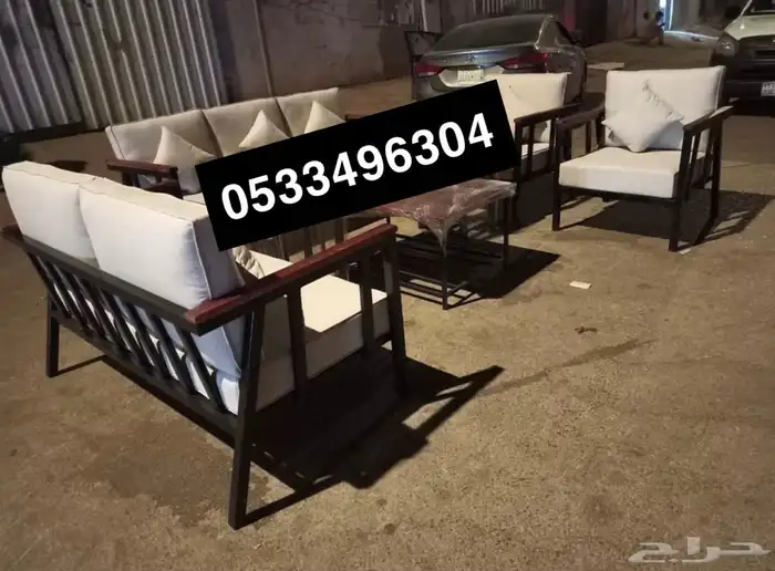 جلسة حدايق خارجية كراسي طاولات طقم كامل خشب حديد جاهز تفصيل 52