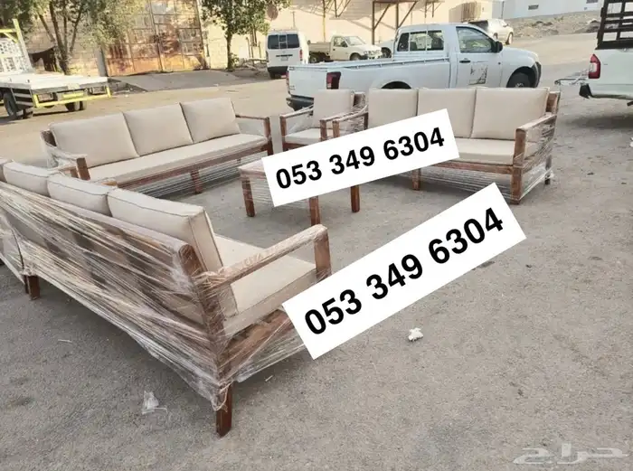 جلسة حدايق خارجية كراسي طاولات طقم كامل خشب حديد جاهز تفصيل 23