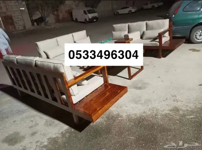 جلسة حدايق خارجية كراسي طاولات طقم كامل خشب حديد جاهز تفصيل 64