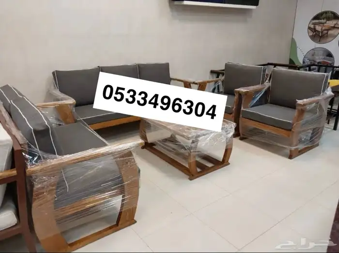جلسة حدايق خارجية كراسي طاولات طقم كامل خشب حديد جاهز تفصيل 61