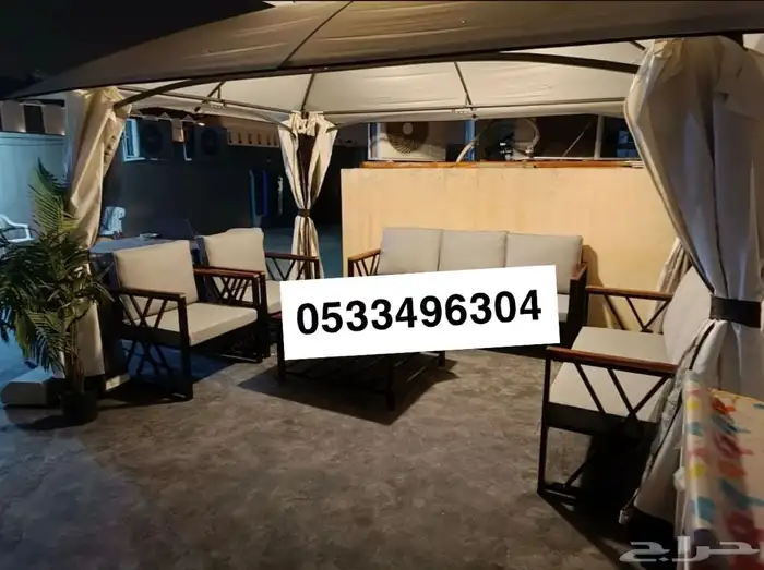 جلسة حدايق خارجية كراسي طاولات طقم كامل خشب حديد جاهز تفصيل 67