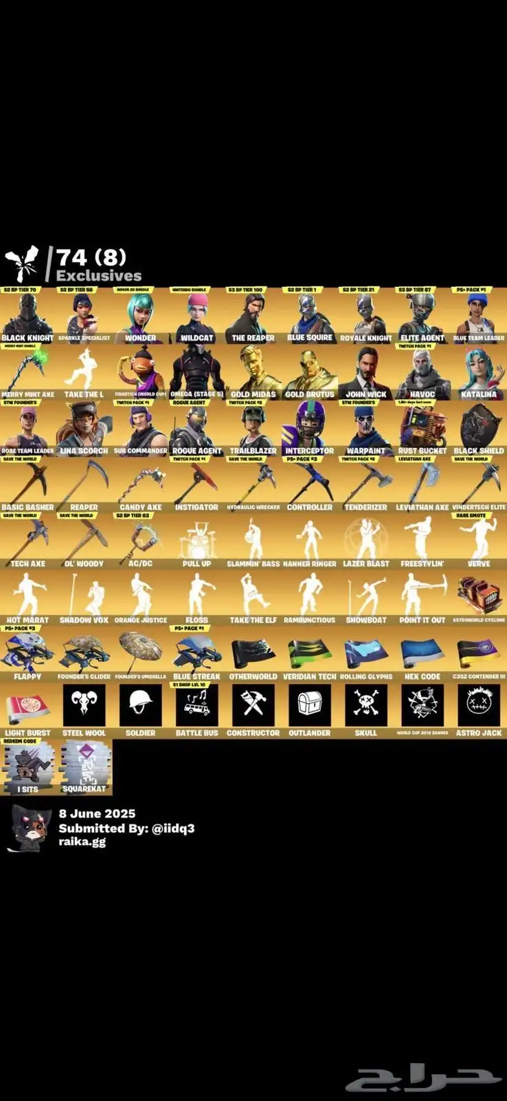 حساب فورت نايت وايلد كات نادر 0