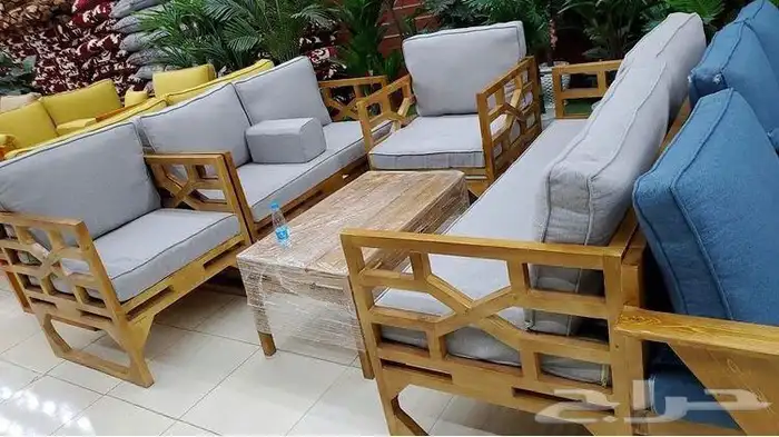جلسة حدايق خارجية كراسي طاولات طقم كامل خشب حديد جاهز تفصيل 27