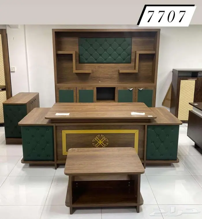 مكتب مدير طقم جلد اخضر و رصاصي مكاتب مودرن Office Furniture 4