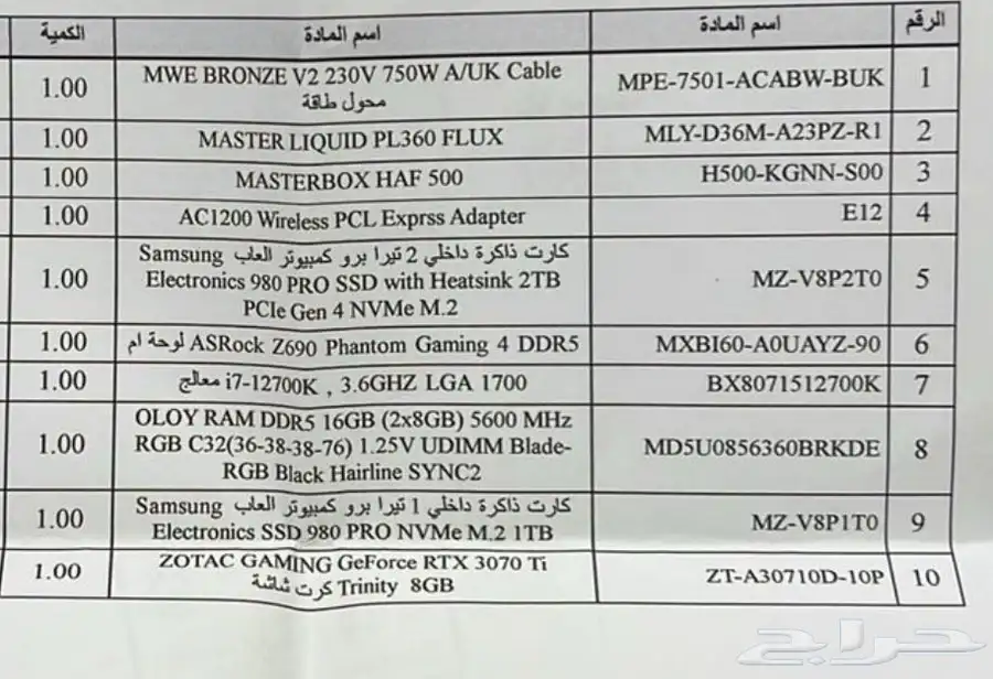 للبيع تجميعة كمبيوتر احترافية بي سي قيمنق 0