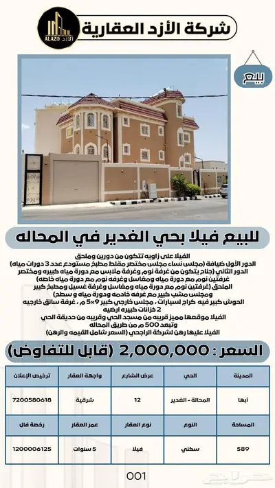 للبيع فيلا في المحالة - حي الغدير 1