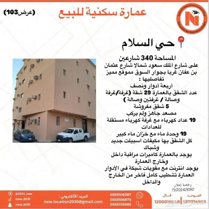 عماره للبيع سكنيه السوق الداخلي سوم 2 مليون وست مئه 0