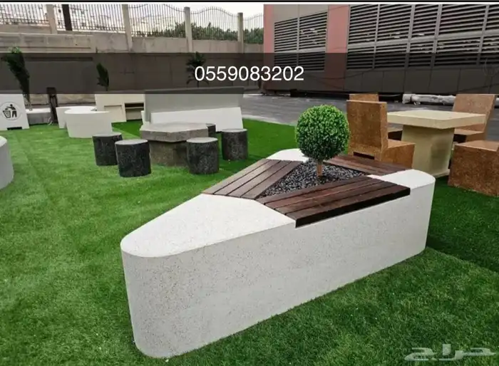 كراسى خرسانية جلسات حدائق مصدات تجميلية احواض زراعية 31