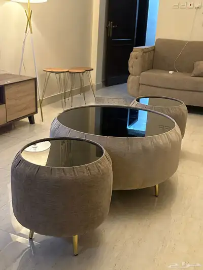 طاوله كبيره مع طاولتين خدمه   قماش تفصيل 0