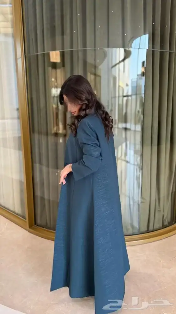 عبايه بليزر قماش كريب لمعه تركواز مقاس 54 0