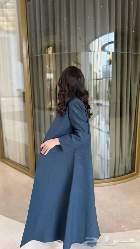عبايه بليزر قماش كريب لمعه تركواز مقاس 54 2