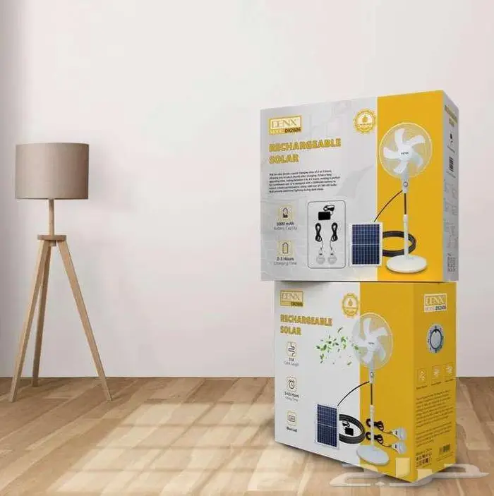 مروحة طاقة شمسية قابلة لإعادة الشحن مع LED وبطارية 5000mAh 1