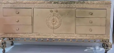 طاولة طعام (اللون ذهبي)_تصميم كلاسيك_8أشخاص_مع طاولة تقديم 4