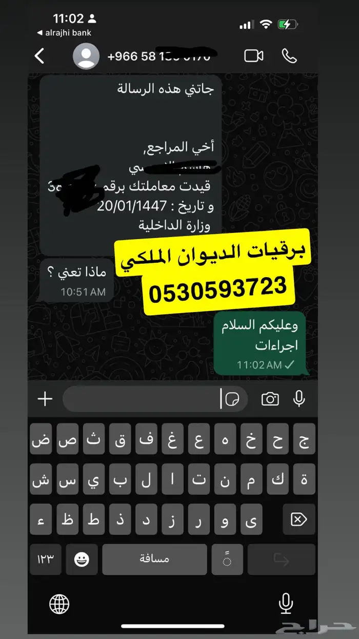 كتابة برقيه ومعاريض الديوان الملكي والامراء وارسالها 22