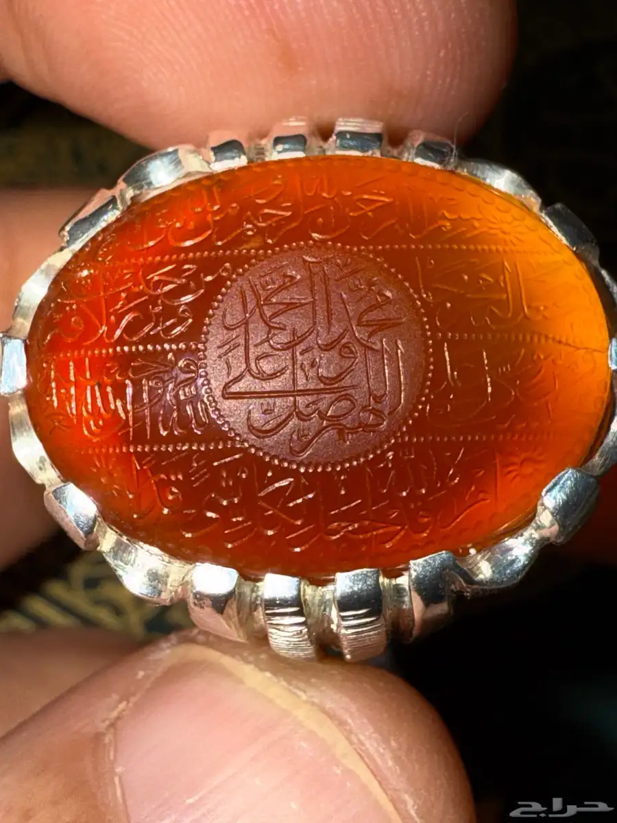 عقيق يماني زجاجي نقش يدوي جنه 110 0