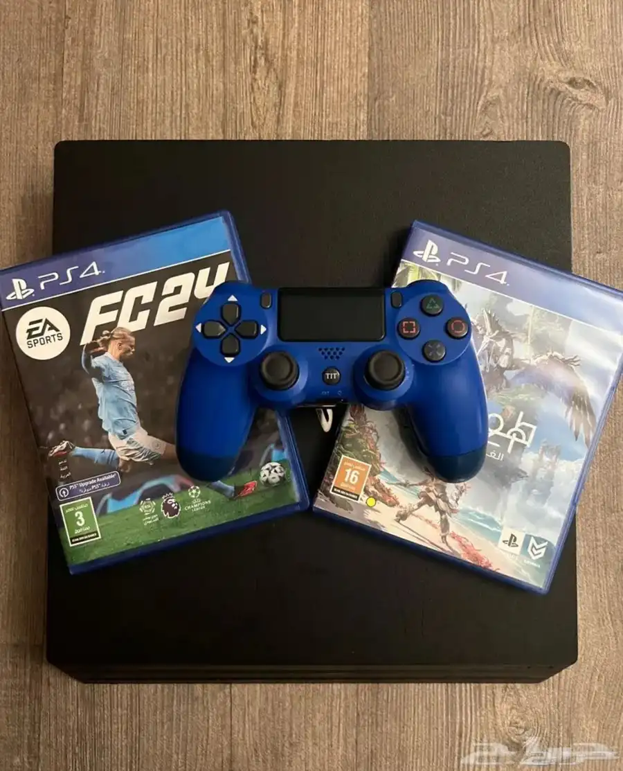 سوني 4 بدون يد   شريطين FIFA 24 و هرايزن الغرب المحظور 4
