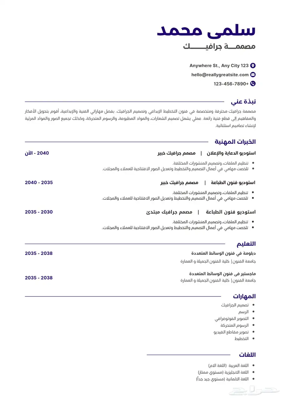 سيرة ذاتية احترافية 9