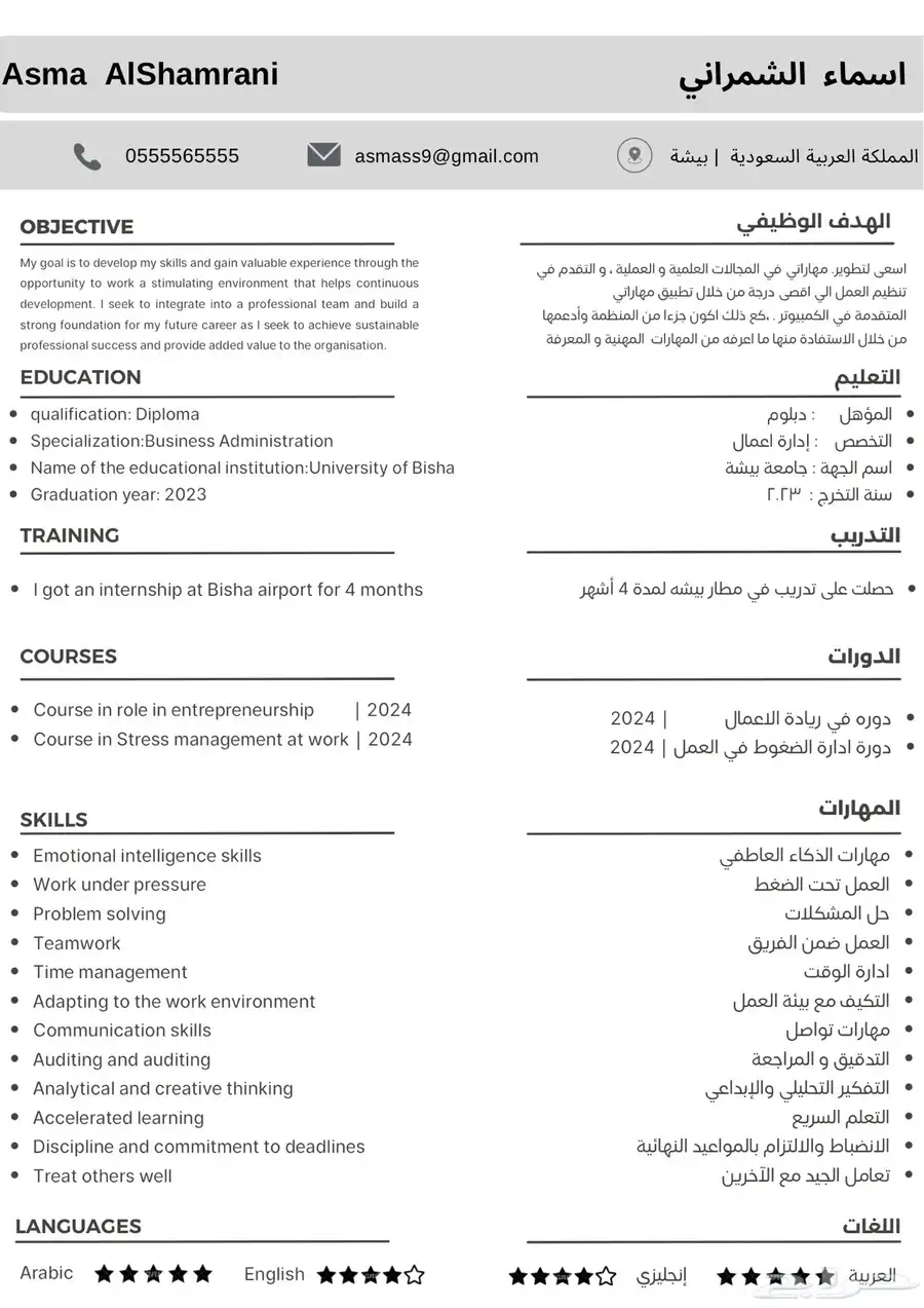 سيرة ذاتية احترافية 8