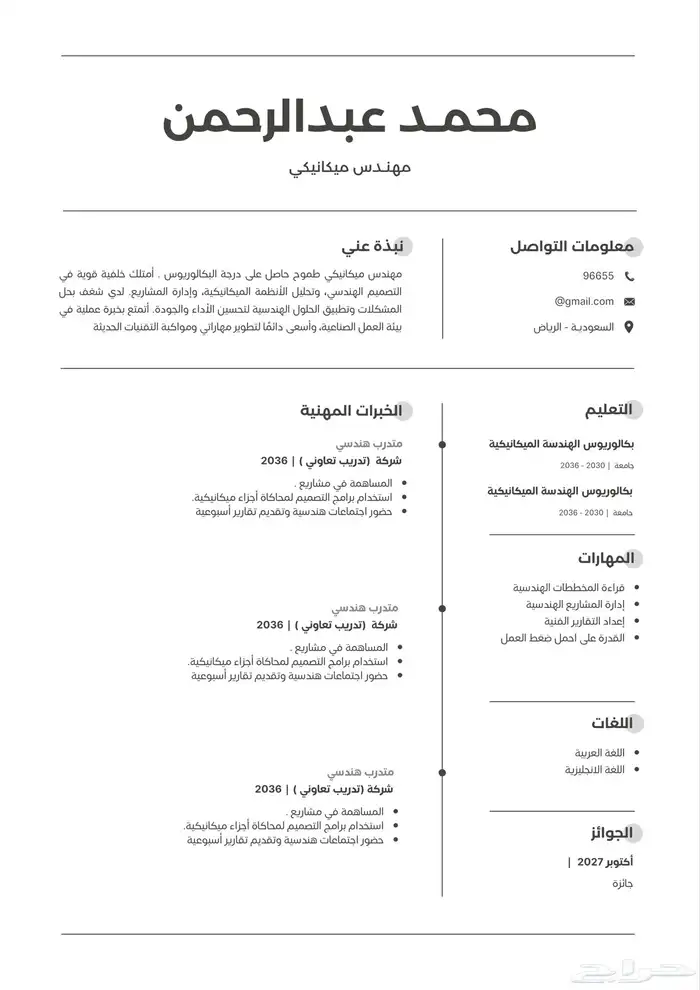 سيرة ذاتية احترافية و نظام ats 1