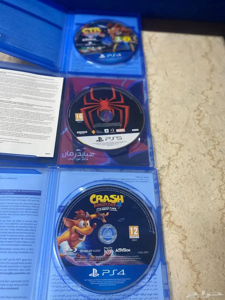 شريط كراش يشتغل على سوني فايف5 وفور4 نضيف وسبايدر مان 5