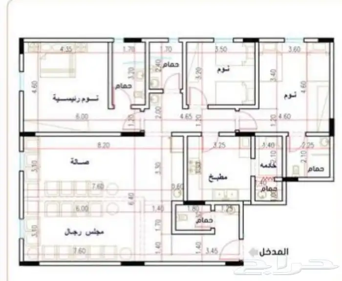 للايجار شقة بحي النرجس جنوب الملك سلمان 6