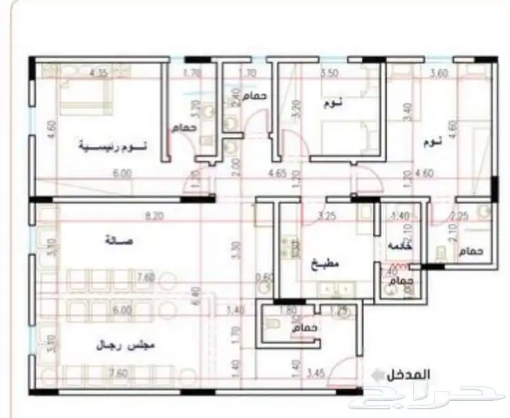 للايجار شقة بحي النرجس جنوب الملك سلمان 6