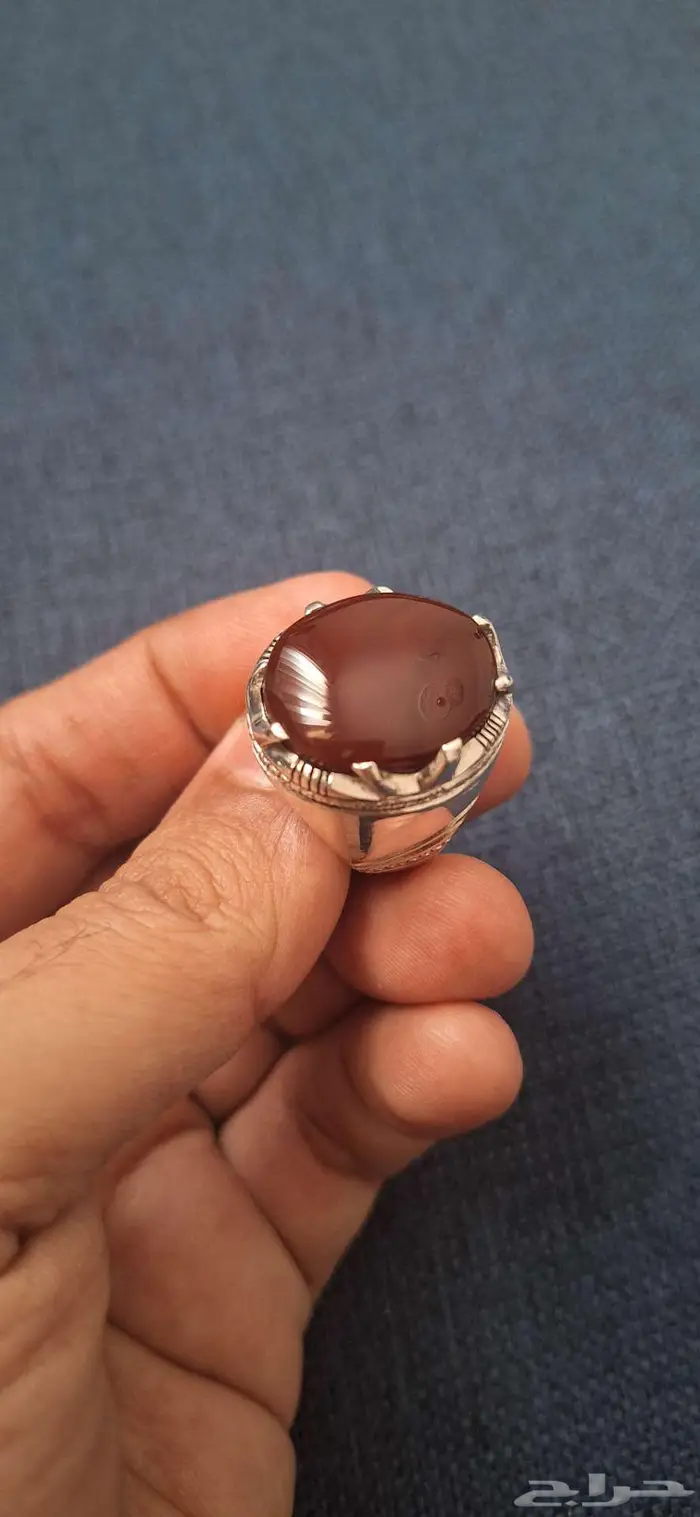 خاتم فضه كبدي فاخر بطن أحمر 12