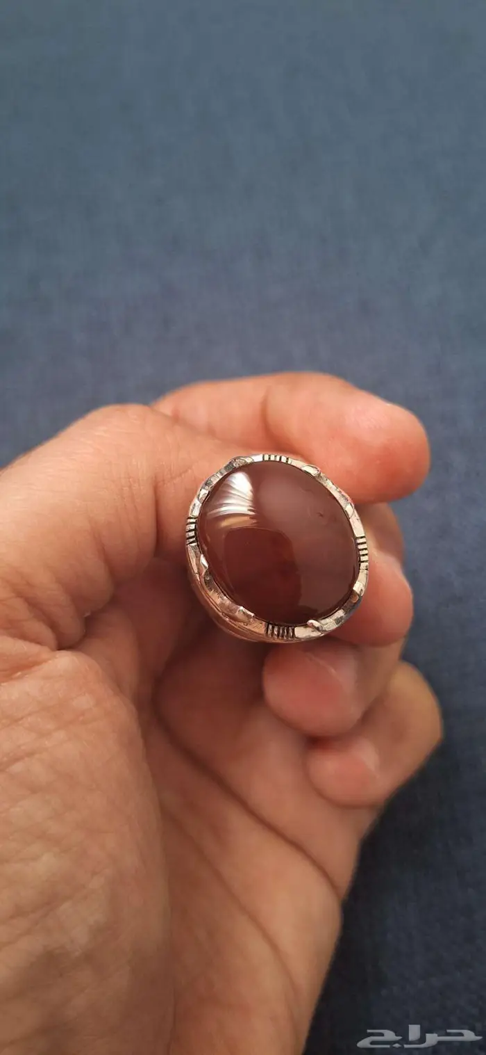 خاتم فضه كبدي فاخر بطن أحمر 8