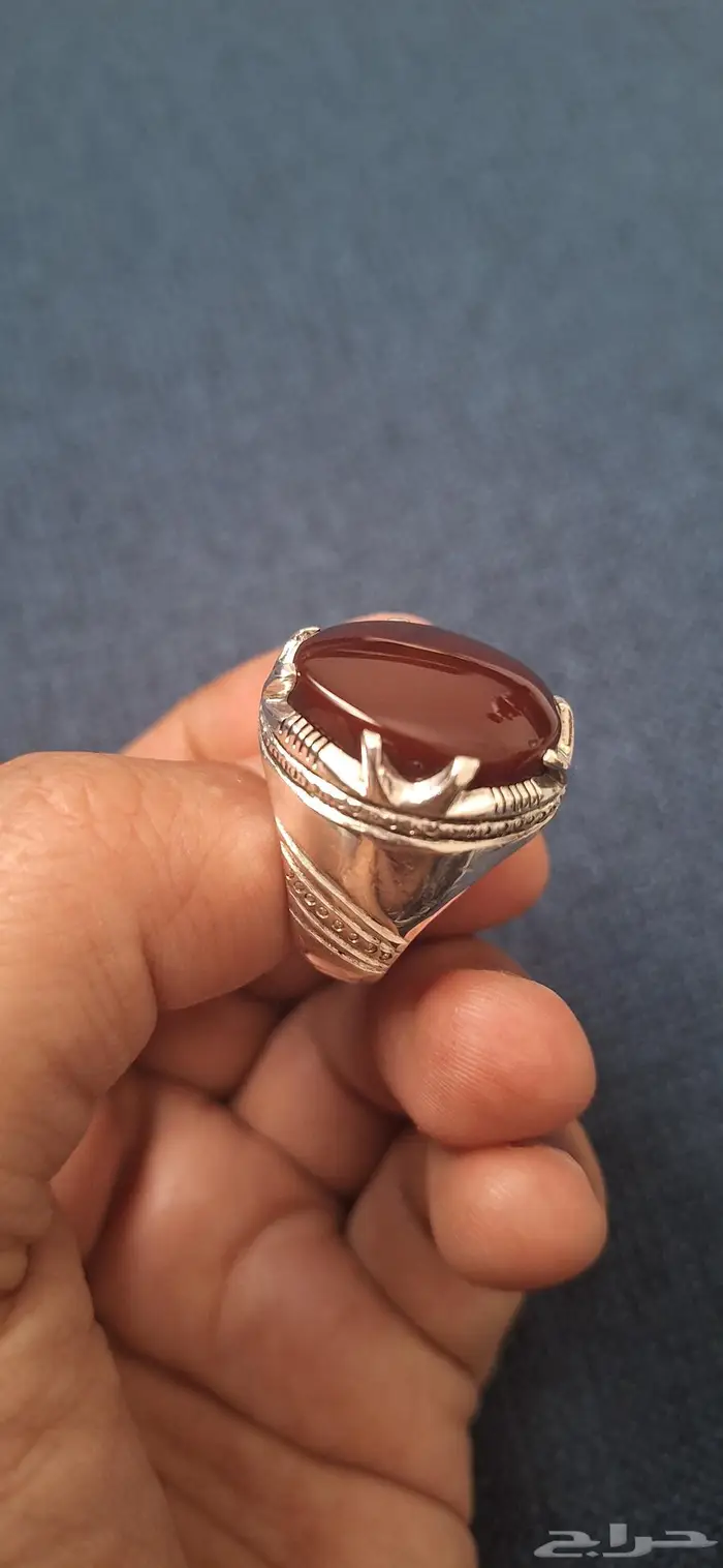 خاتم فضه كبدي فاخر بطن أحمر 1