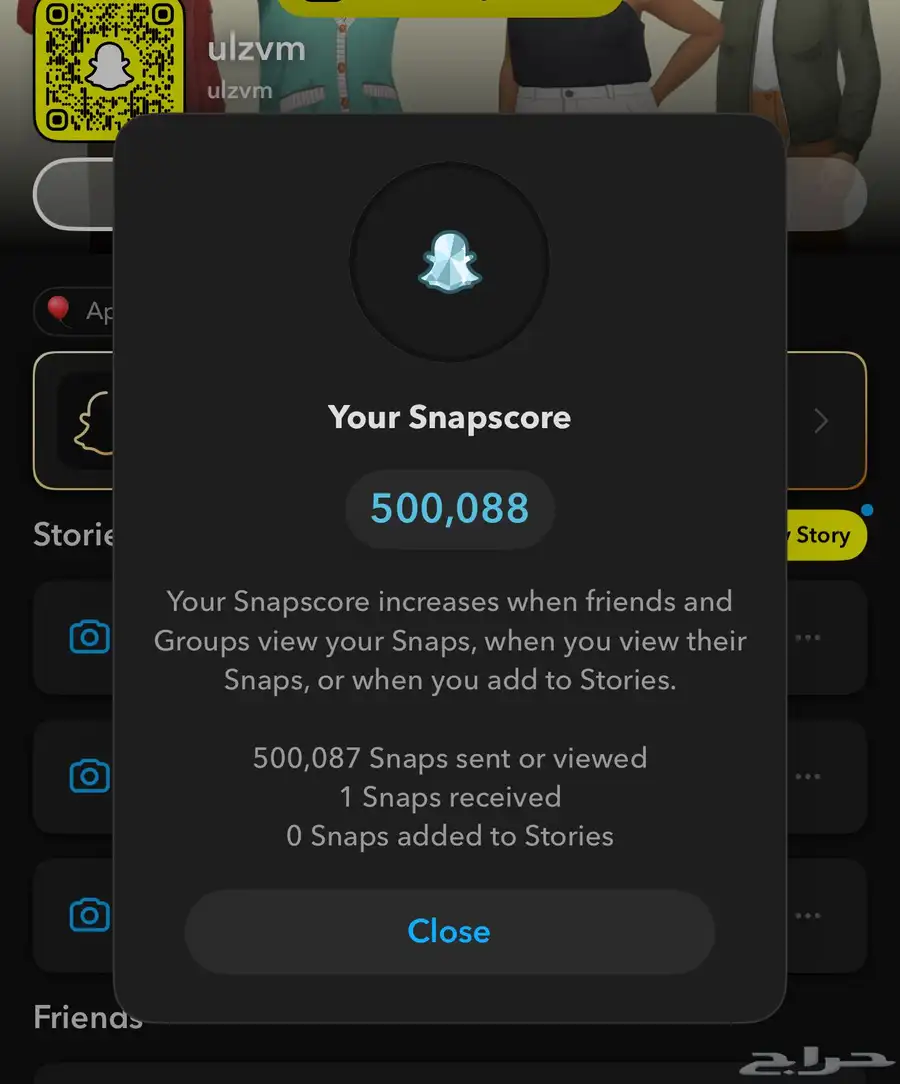 يوزر سناب سكور 500k الف للبيع . 0