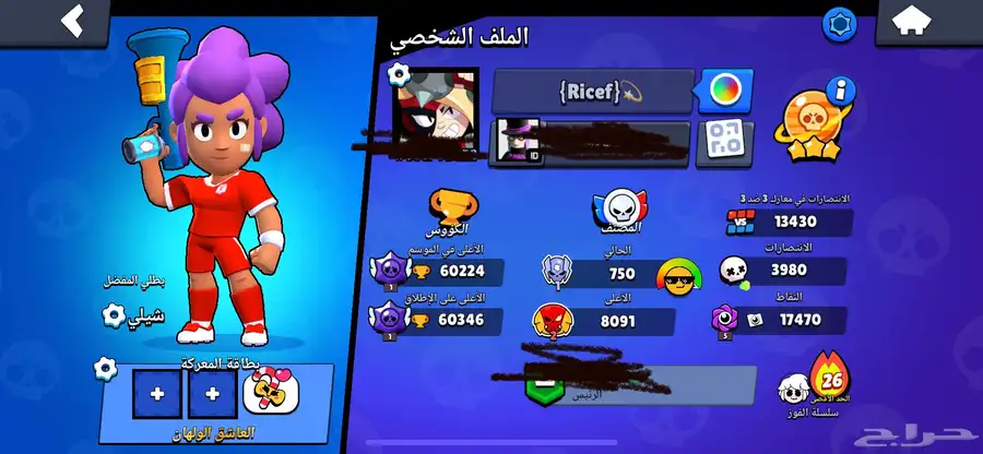 حساب براول ستارز قوي مرة ونادره وكثير الاسكنات 12