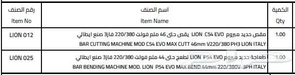 للبيع   معدات حدادة (مقص   طعاجة حديد) صناعية إيطالية 0