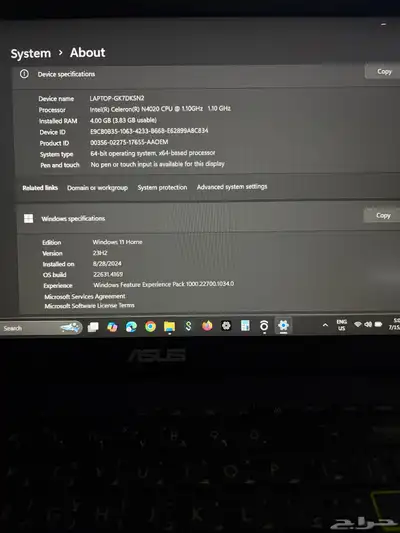 Asus laptop استخدام قليل 0