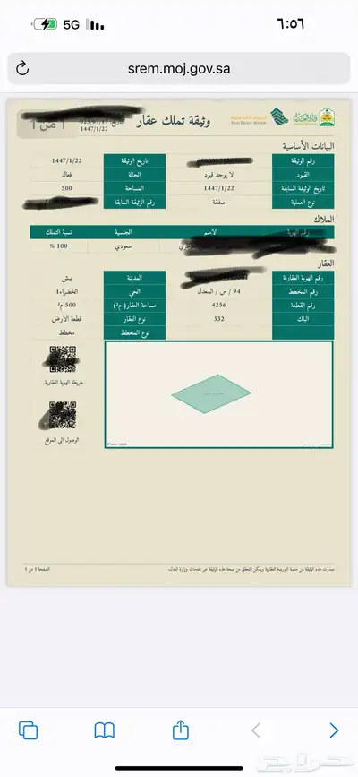 ارضين بصكوك و مدمجه لاصقه ببعض شارعين مساحه 950 م2 1