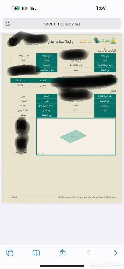 ارضين بصكوك و مدمجه لاصقه ببعض شارعين مساحه 950 م2 0