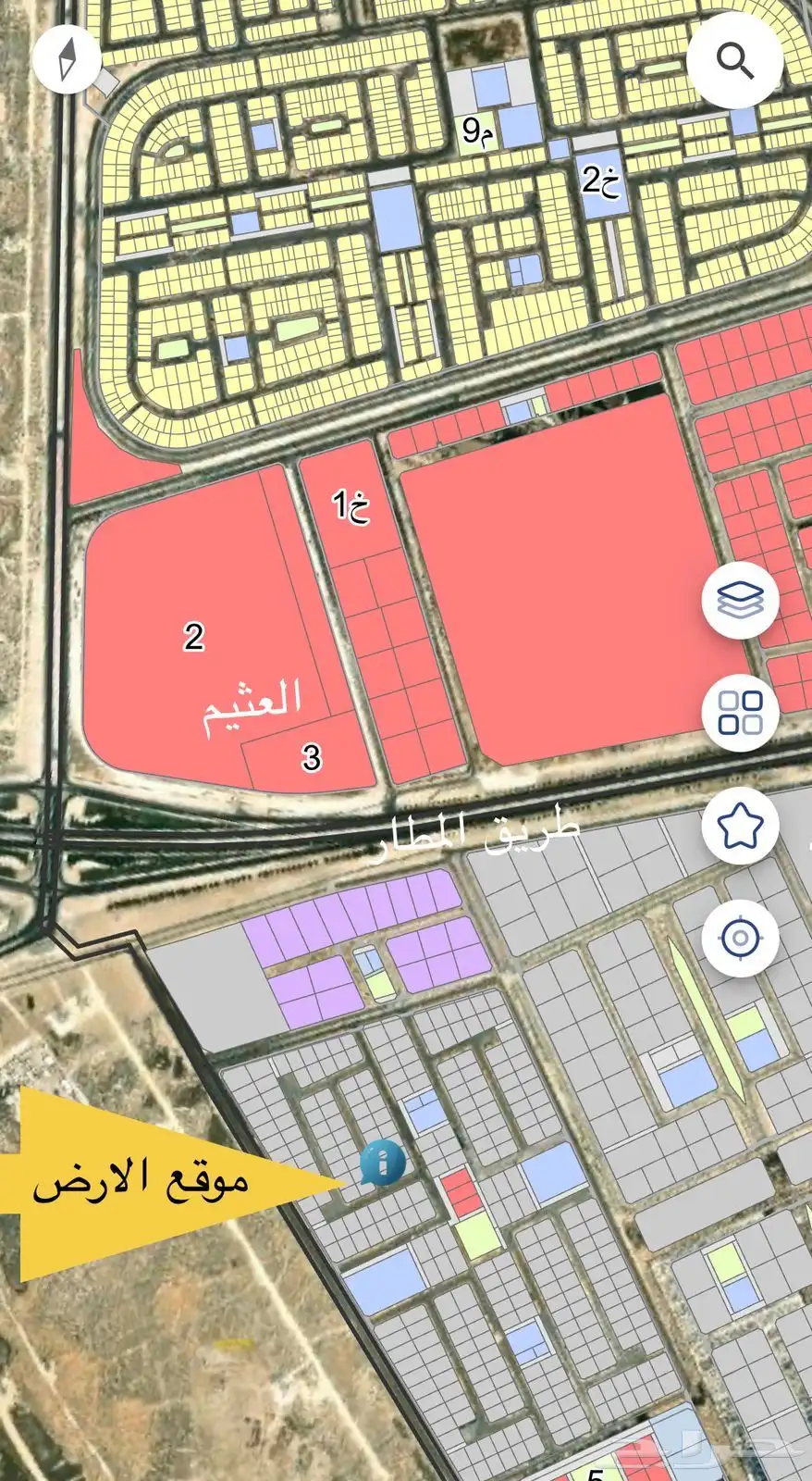 للبيع ارض سكني تجاري في حي الانوار على طريق المطار 0