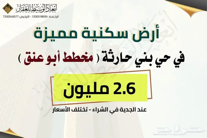ارض سكنية في مخطط ابو عنق 0