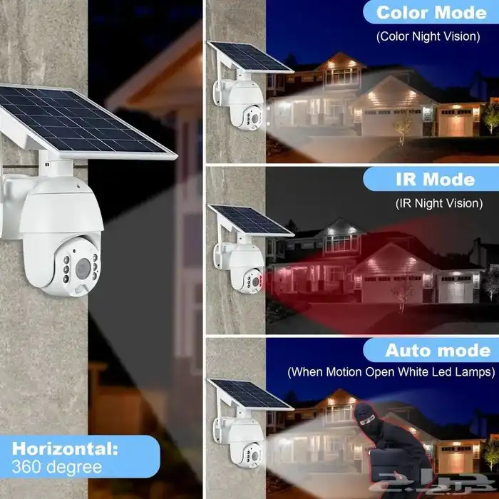 كاميرات مراقبه بالطاقة الشمسيه وشريحة بينات 360درجه HD 1