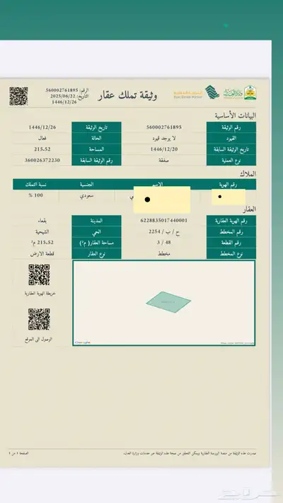 اراضي 4 للبيع بصكوك إلكترونية نسبة تملك 100  سكنية 0