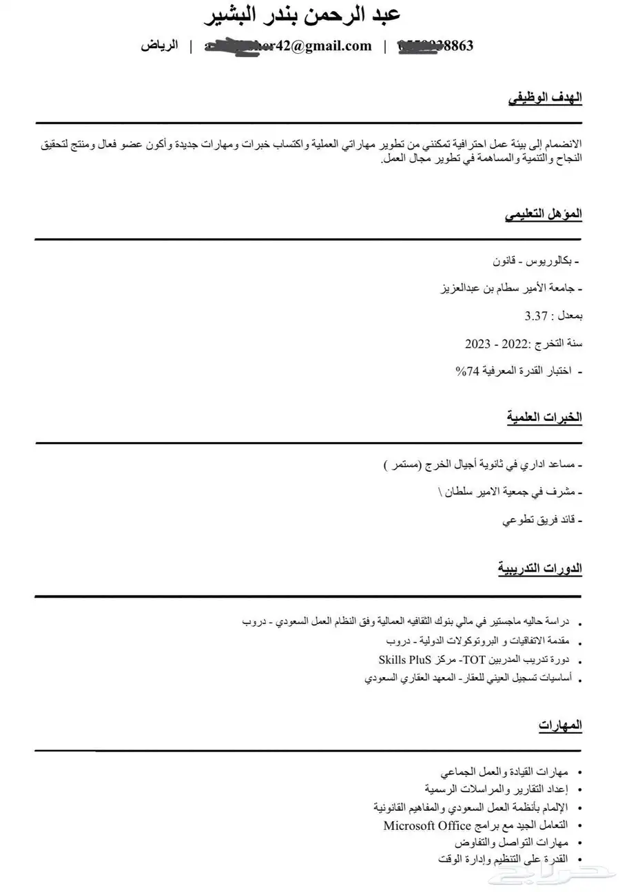 سيرة ذاتية احترافية - بنظام ATS 2