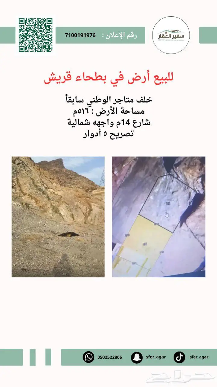 للبيع ارض سكنية في بطحاء قريش 0