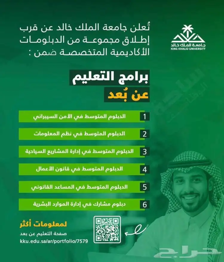 دبلوم عن بعد بجامعه الملك خالد للتسجيل التواصل واتس 0