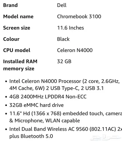 Dell chromebook 3100 with 32gb storage and 4gb ram 1
