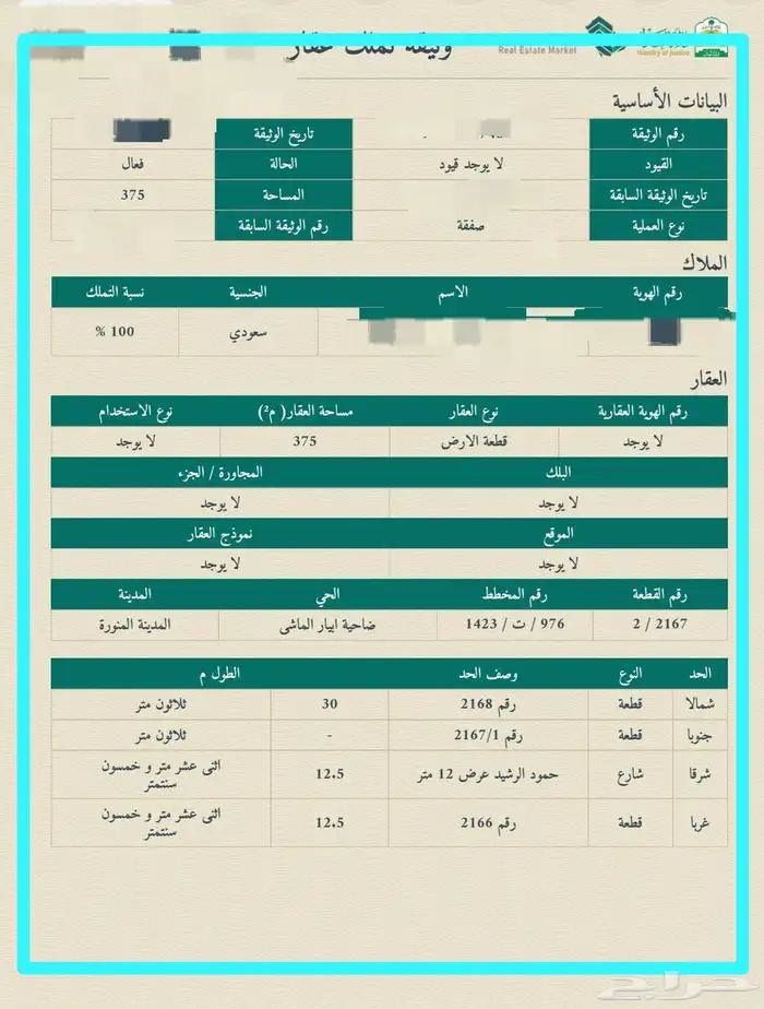 ارض في مخطط ابيار الماشي (( المساحة 375 )) 1