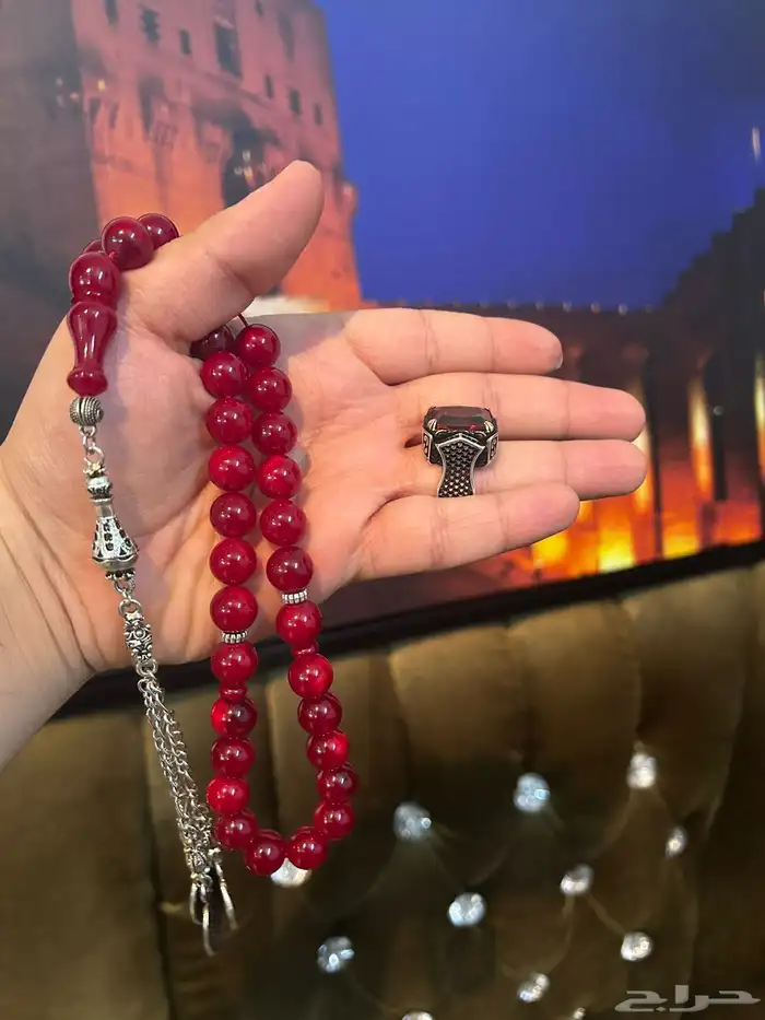 سبحه مسكي الماني مسباح فضه خواتم طقم سبح اكسسوارات عقيق 2