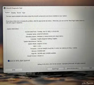 لاب توب DELL i7 15.6 in شبه جديد للبيع 8