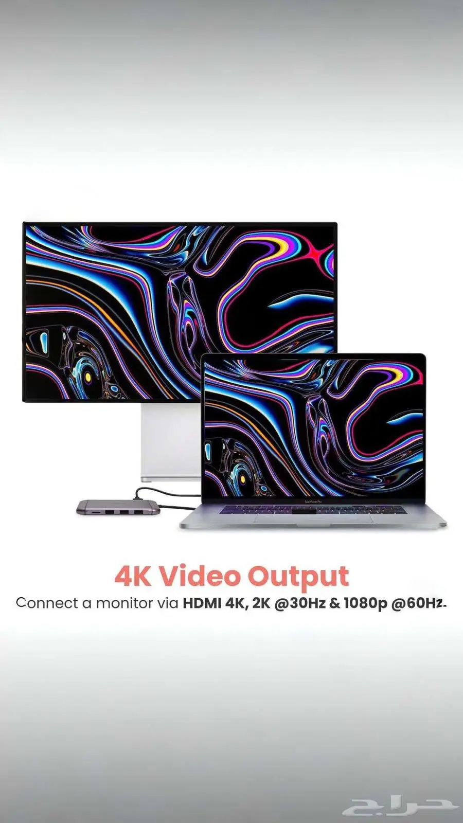 محول USB-C متعدد 9 منافذ يدعم 4K وشحن 100 واط 5