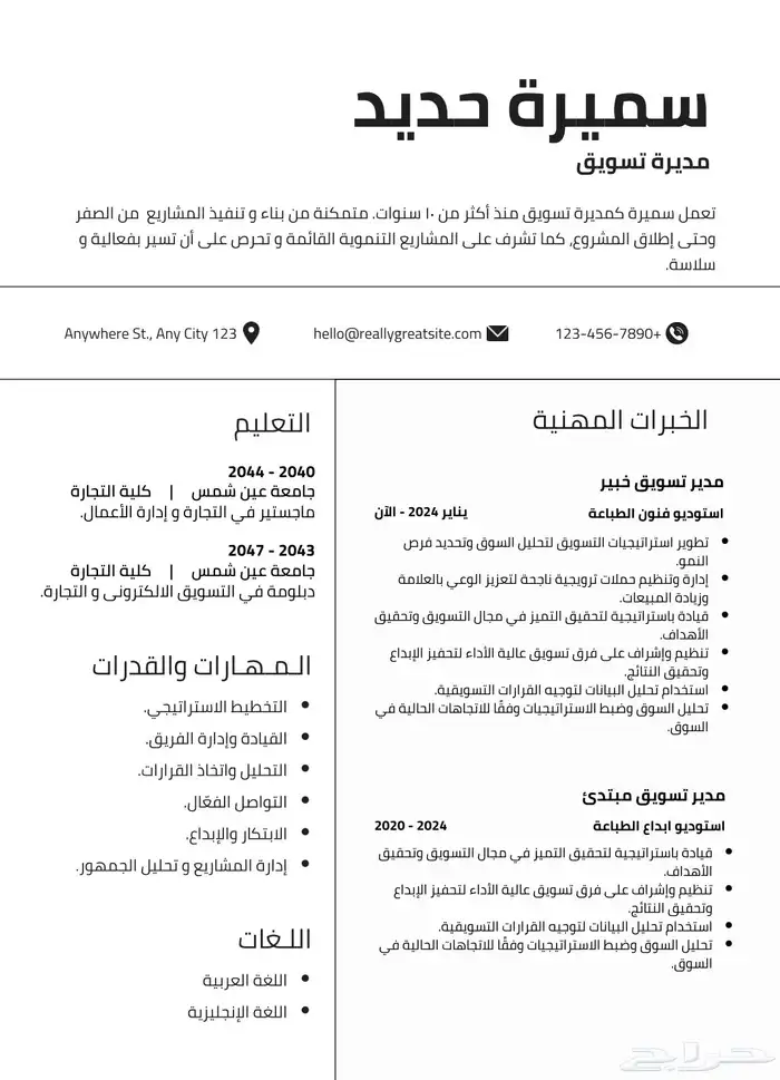 سيره ذاتيه بشكل احترافي سيرة ذاتيه ats CV 3